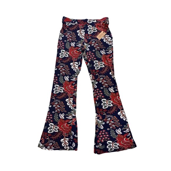 MAZE Navy Boho Print Flare Leg Pants Size L NEW - Picture 1 of 7